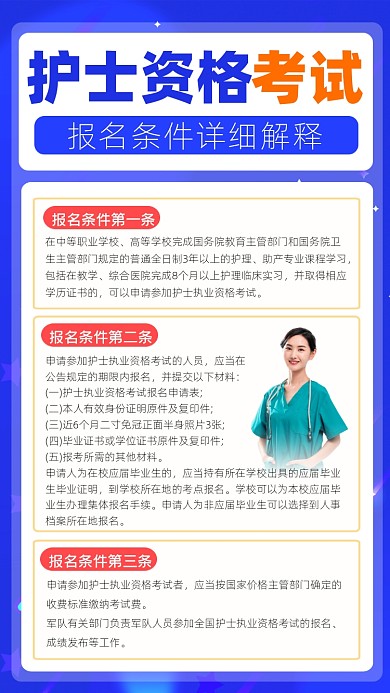 护士资格考试报名条件解析摄影图海报