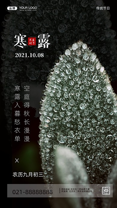 中国传统节气寒露摄影图手机海报