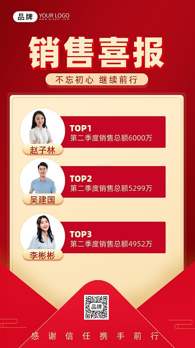 红金销售喜报摄影图海报