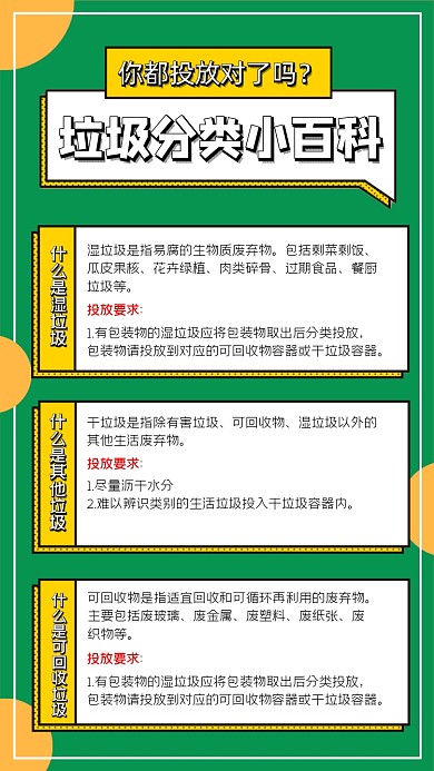垃圾分类小百科宣传海报