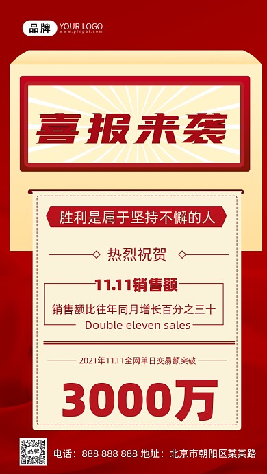 喜报销售战报摄影图海报