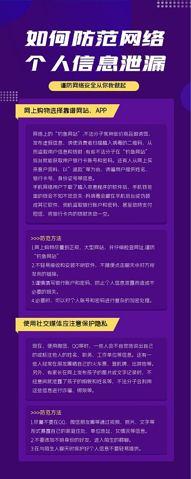 如何防范网络个人信息泄露海报