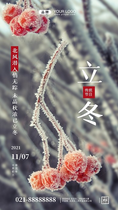 中国传统节日立冬摄影图手机海报