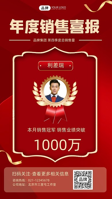 年度销售喜报宣传海报