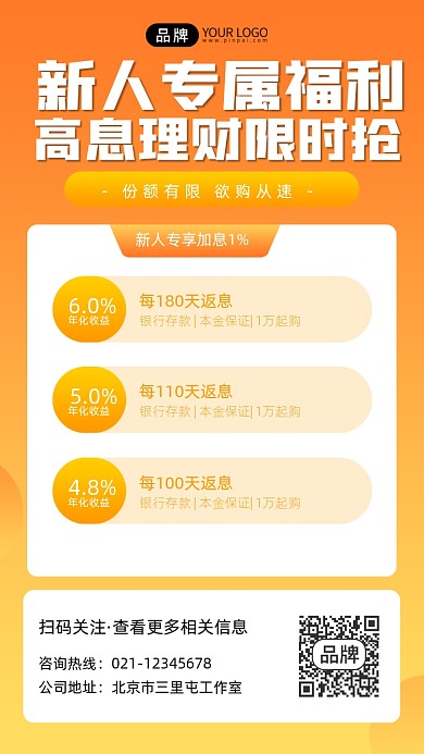 新人理财福利宣传摄影图海报