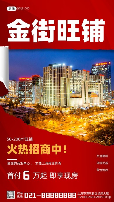 黄金地段旺铺招租活动摄影图海报