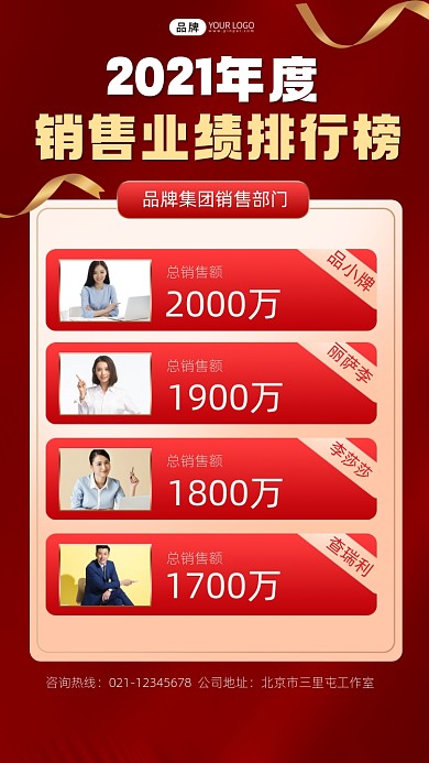 销售业绩排行榜宣传摄影图海报