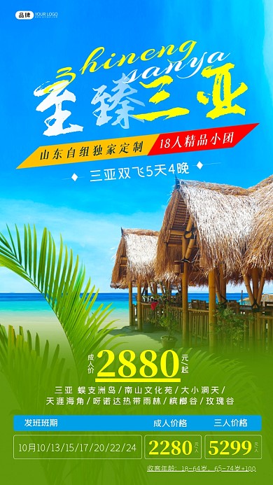 三亚旅游海边景点绿植摄影图海报