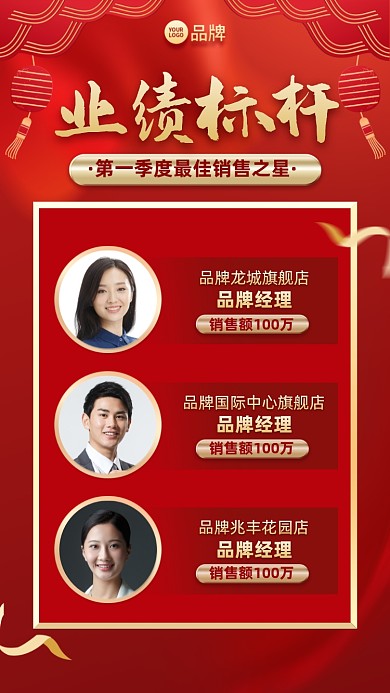 业绩标杆销售排行榜喜报手机海报