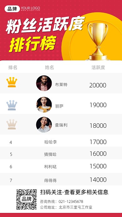 粉丝活跃度排行榜宣传摄影图海报