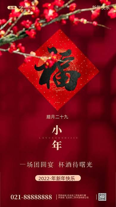 新春快乐小年摄影图手机海报