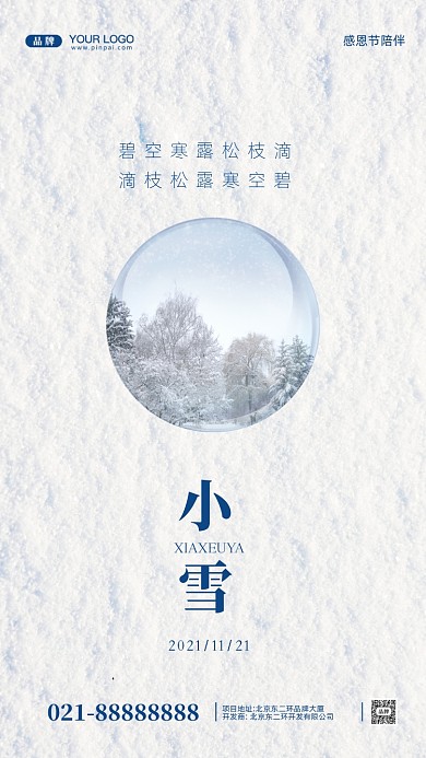 中国传统节气小雪摄影图手机海报