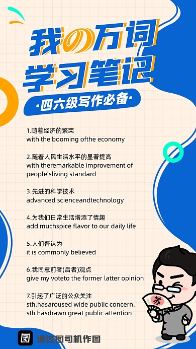 我的万词学习笔记英语手机海报