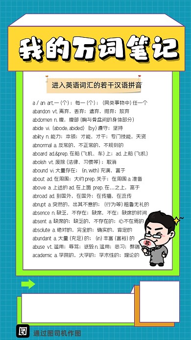 万词英语笔记海报