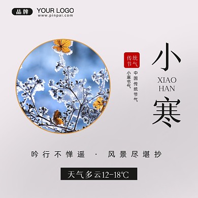 中国传统节气小寒摄影图手机方图海报