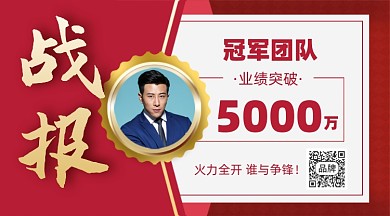 销售业绩喜报红色喜庆横图海报