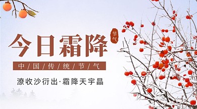 传统节日霜降鸟冬天祝福手机横图