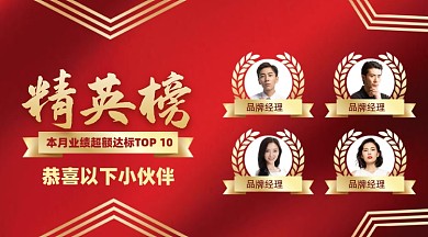 精英排行榜红金色喜报摄影图海报