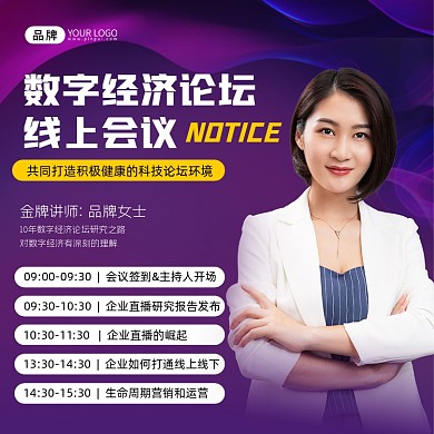 数字经济论坛研讨会流程海报