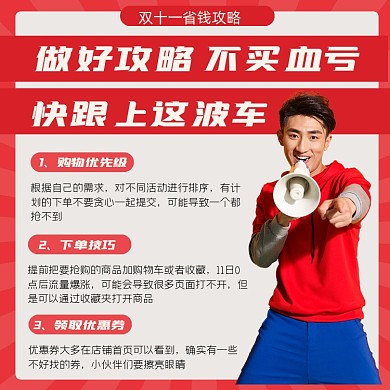双十一省钱攻略营销海报