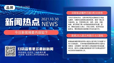 新闻热点科技风横版手机海报
