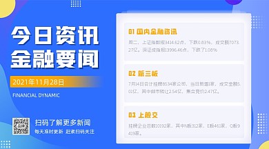 今日资讯金融要闻横图蓝色海报