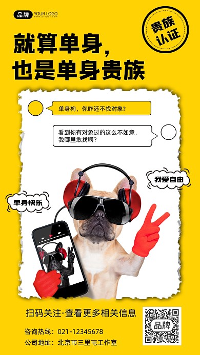 双11光棍节单身狗宣传摄影图海报