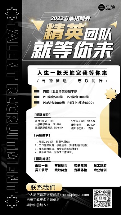 经营团队招聘摄影图海报