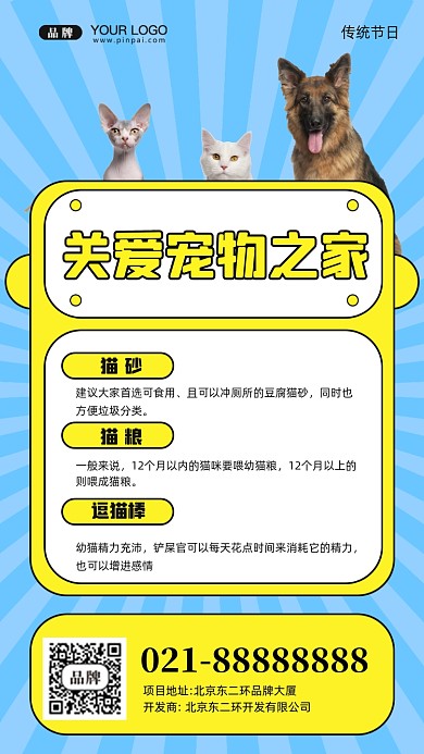 关爱宠物摄影图手机海报