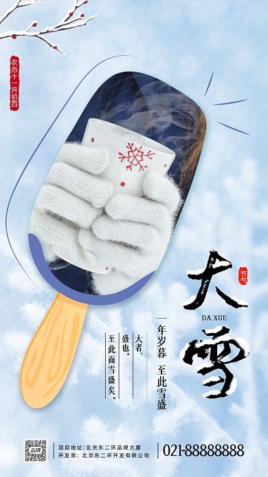 二十四节气大雪摄影图海报