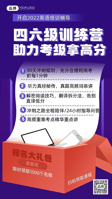 英语四六级培训摄影图海报