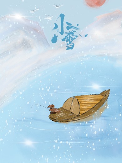 寒江独钓节日节气海报背景大雪小雪立冬