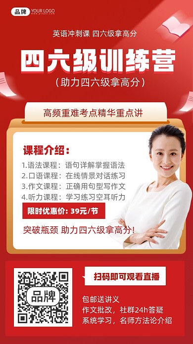 英文四六级培训摄影图海报