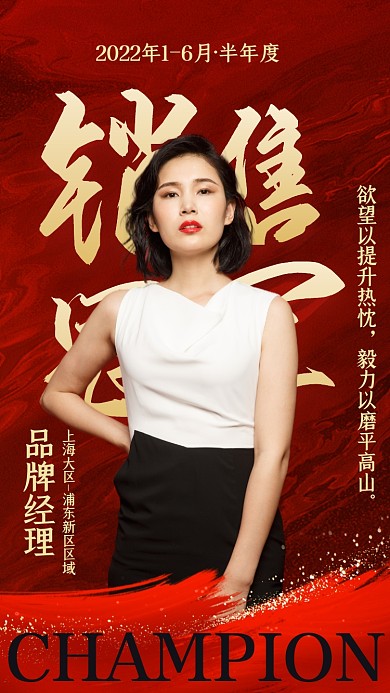 销冠红金色喜报摄影图海报