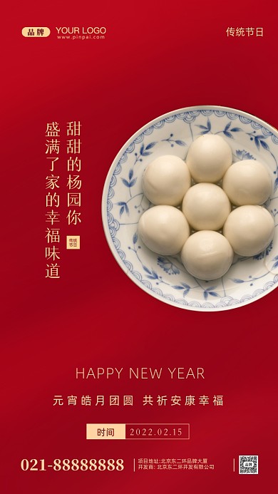 元宵节中国传统节日摄影图手机海报