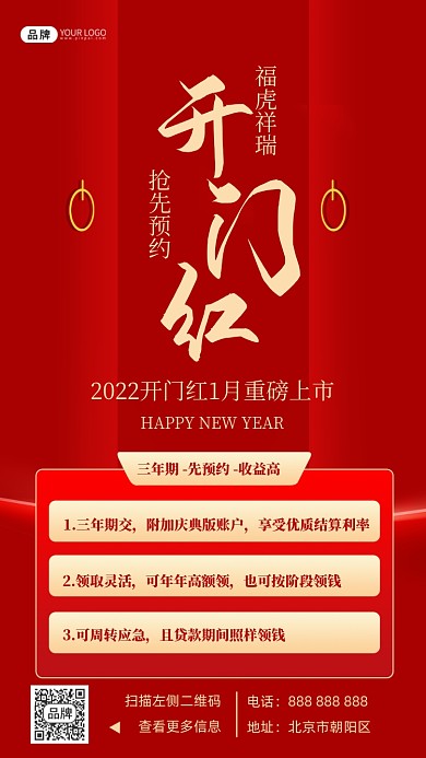 开门红新年摄影图海报