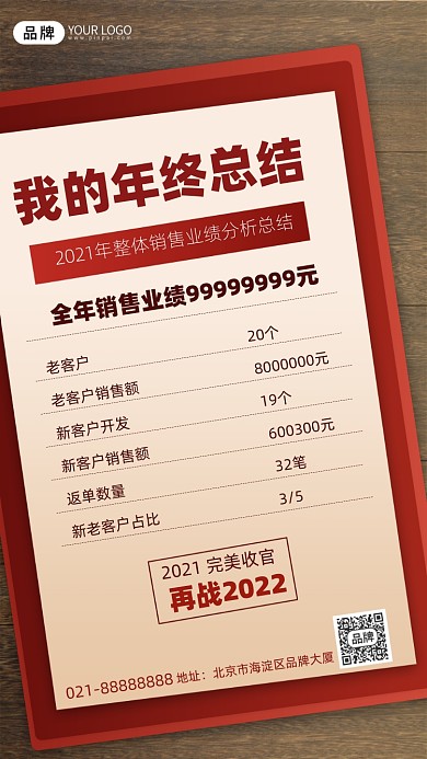 2022年终总结红色手机海报Pro