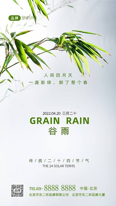 谷雨节气传统节气摄影图海报