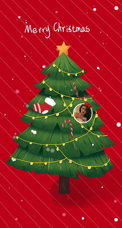 圣诞卡通手机壁纸手绘圣诞树2022