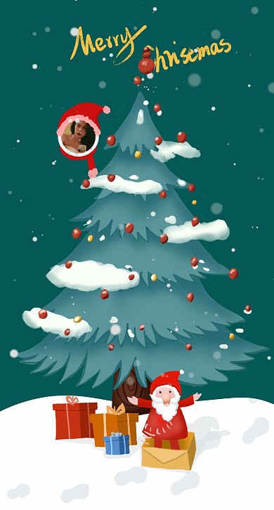 圣诞卡通手机壁纸手绘圣诞树2022