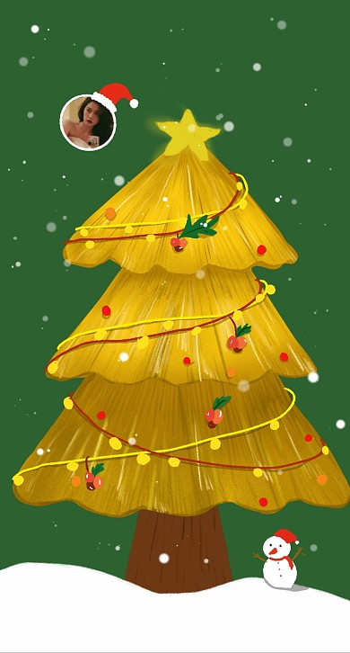 圣诞卡通手机壁纸手绘圣诞树2022