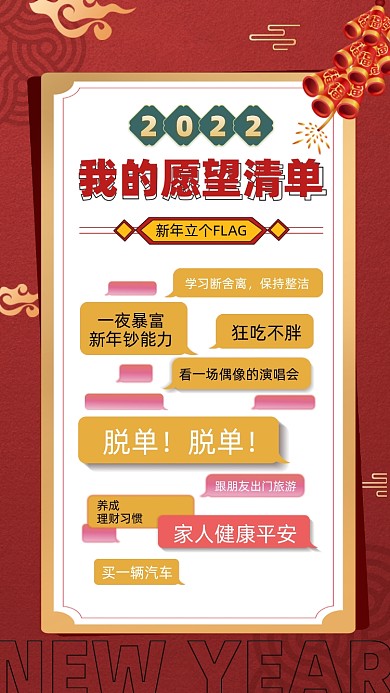 2022新年愿望清单摄影图海报