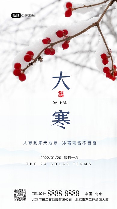 大寒节气传统节气摄影图海报