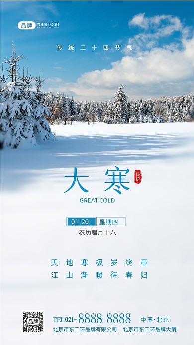 大寒节气二十四节气摄影图海报