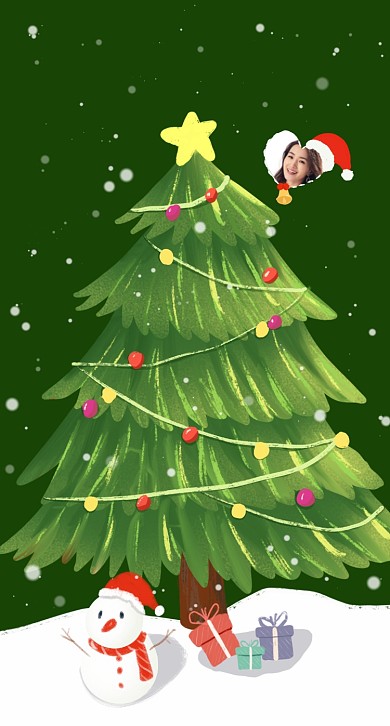 圣诞卡通手机壁纸手绘圣诞树2022