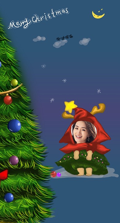 圣诞卡通手机壁纸手绘圣诞树2022