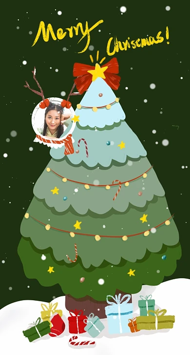 圣诞卡通手机壁纸手绘圣诞树2022