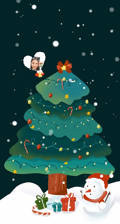 圣诞卡通手机壁纸手绘圣诞树2022