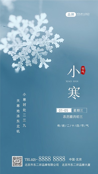 小寒节气传统节气摄影图海报