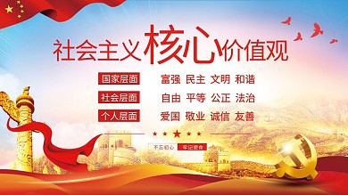 建党百年社会主义核心价值观党建风节日展板